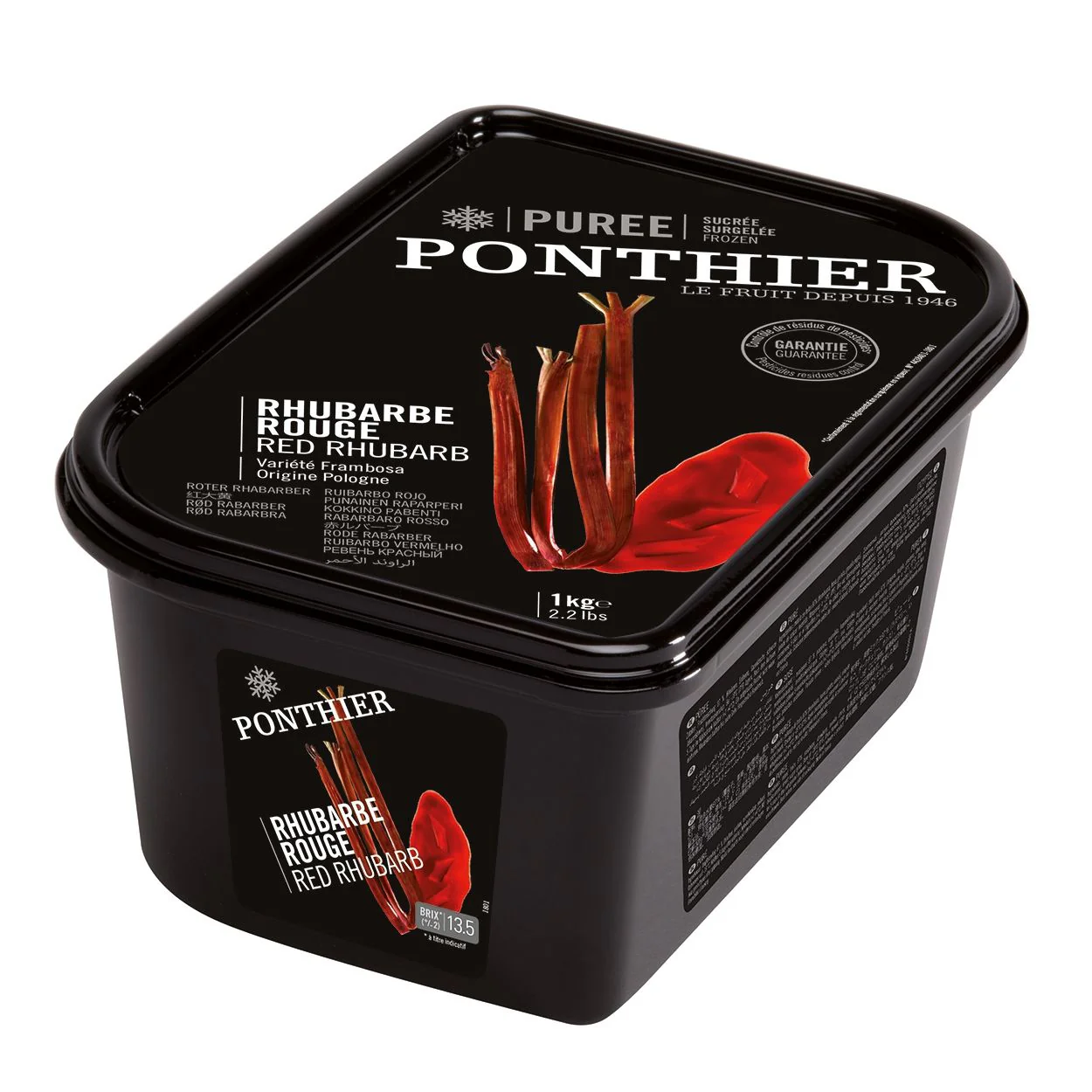 Frambosa Red Rhubarb Puree, Ponthier, Frozen, 1kg