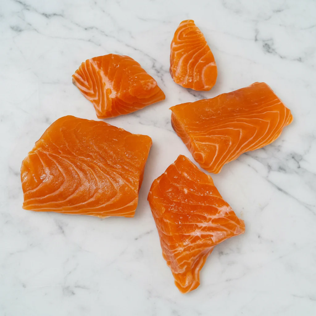 Salmon Loin & Belly Off-Cut Pieces, Frozen, +/-500g