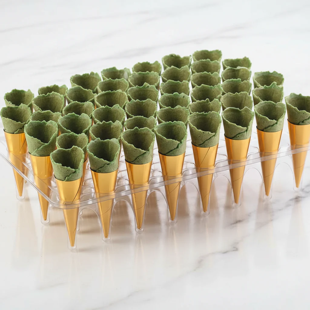 Savoury Fillable Basil Mini Canape Cones, x 45