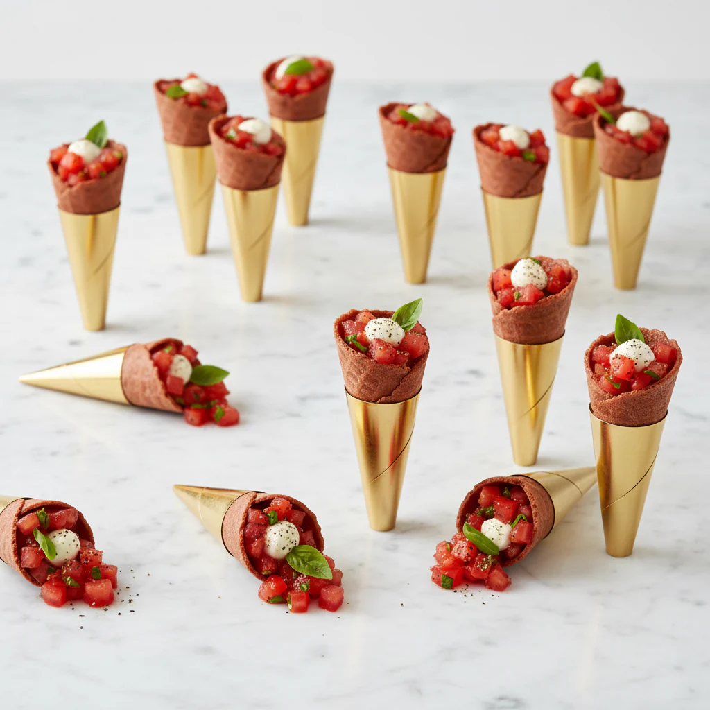 Savoury Fillable Tomato Mini Canape Cones, x 45