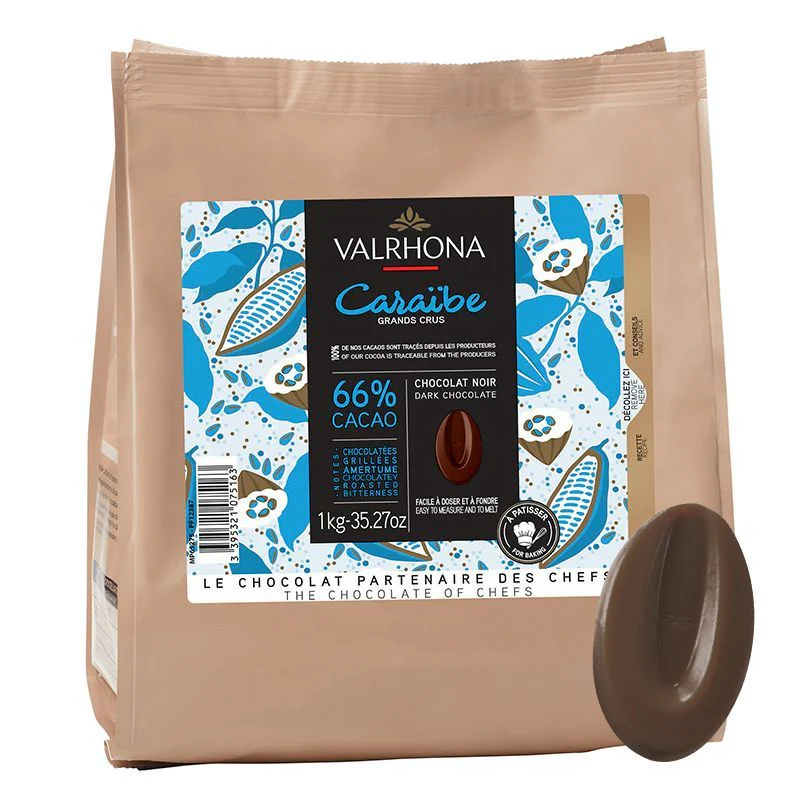 Valrhona Noir Caraibe Melting Chocolate, 66%, 1kg - Image 3